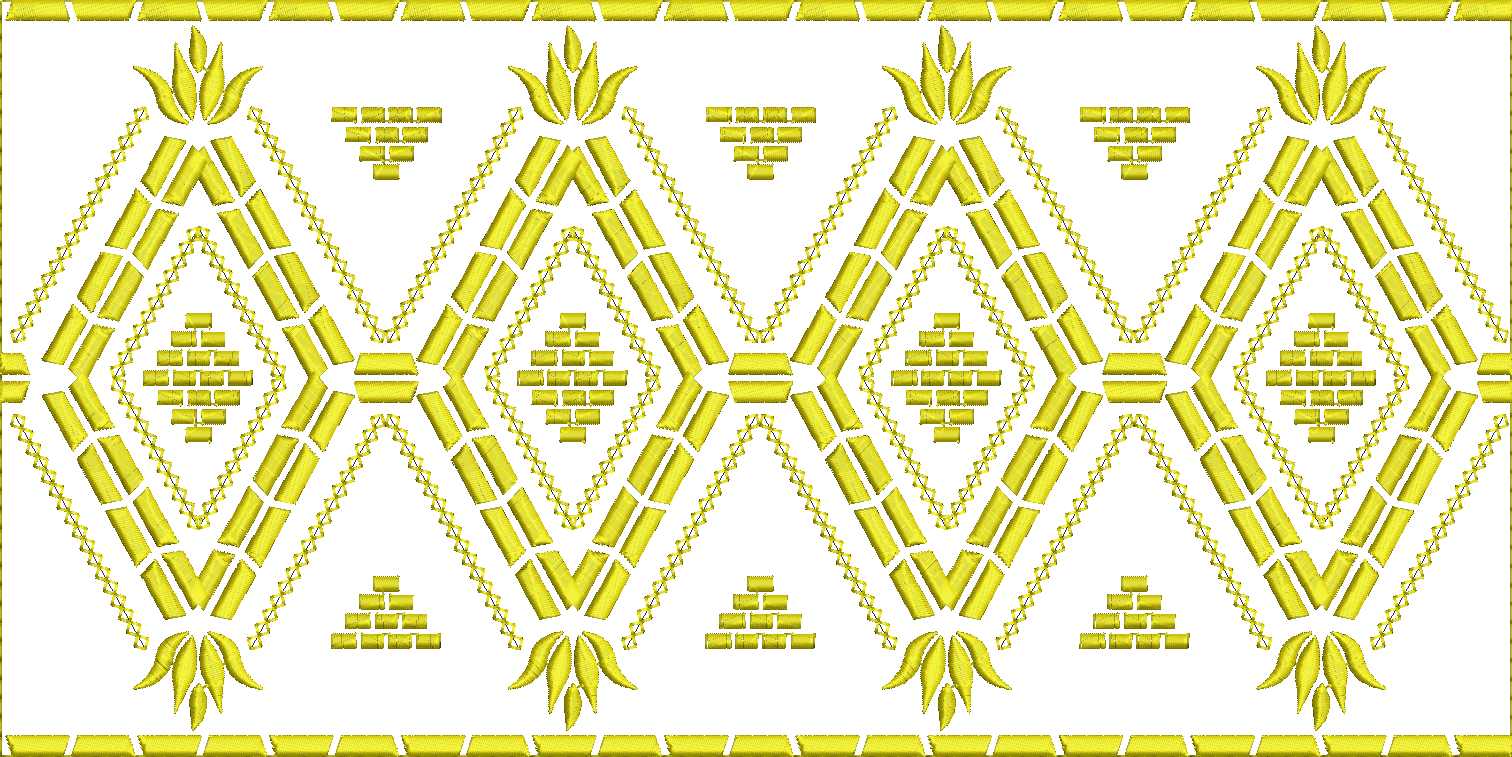 Embroidery design: A repeating decorative gold border design with geometric and floral elements in a traditional ornamental style.