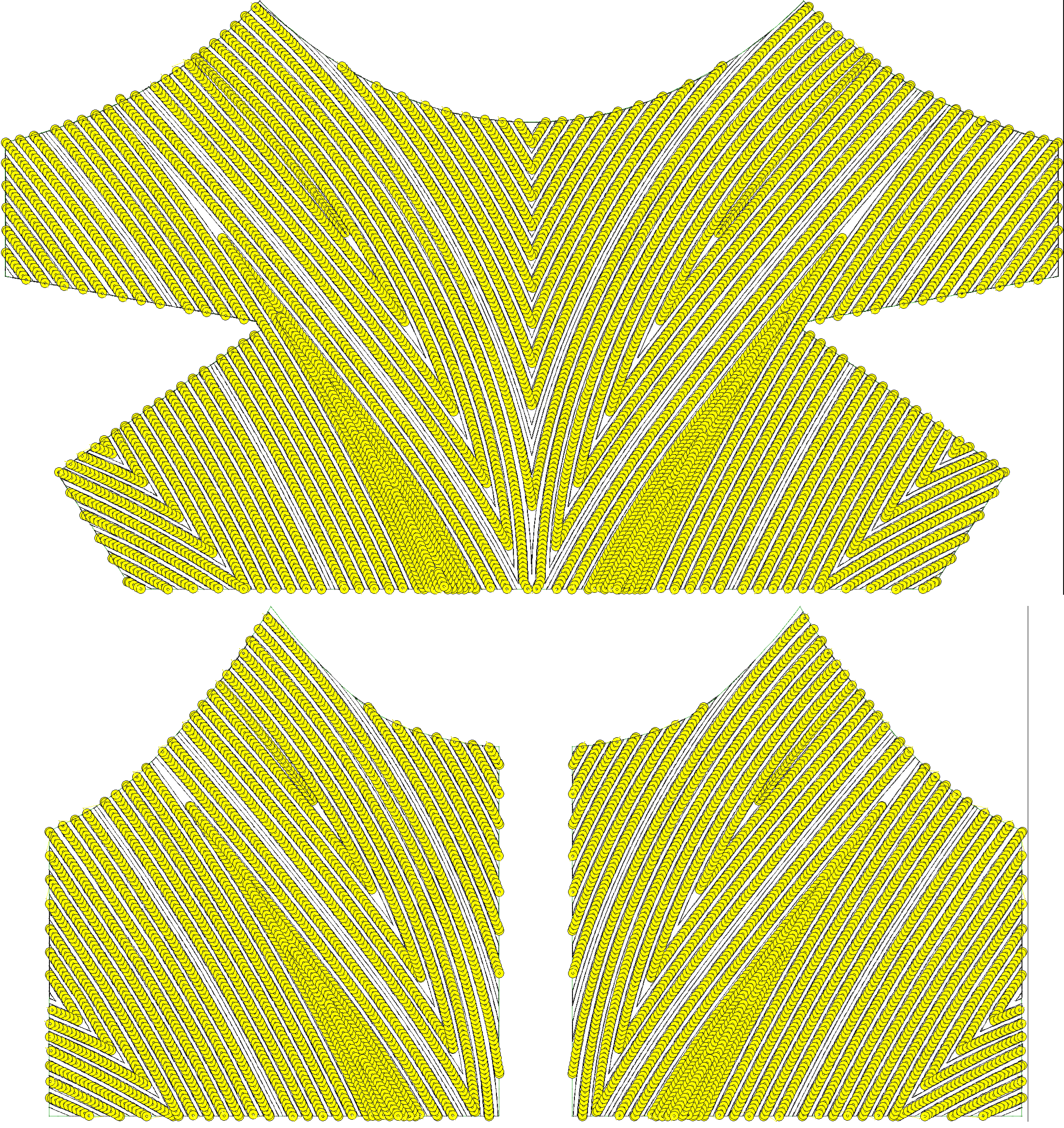 Embroidery design: An embroidery design featuring a pattern of diagonal yellow stripes forming a chevron or V-shape.