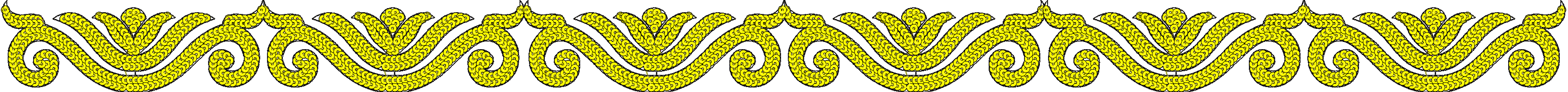 Embroidery design: A repeating ornamental border design in yellow and black, featuring geometric scrollwork.