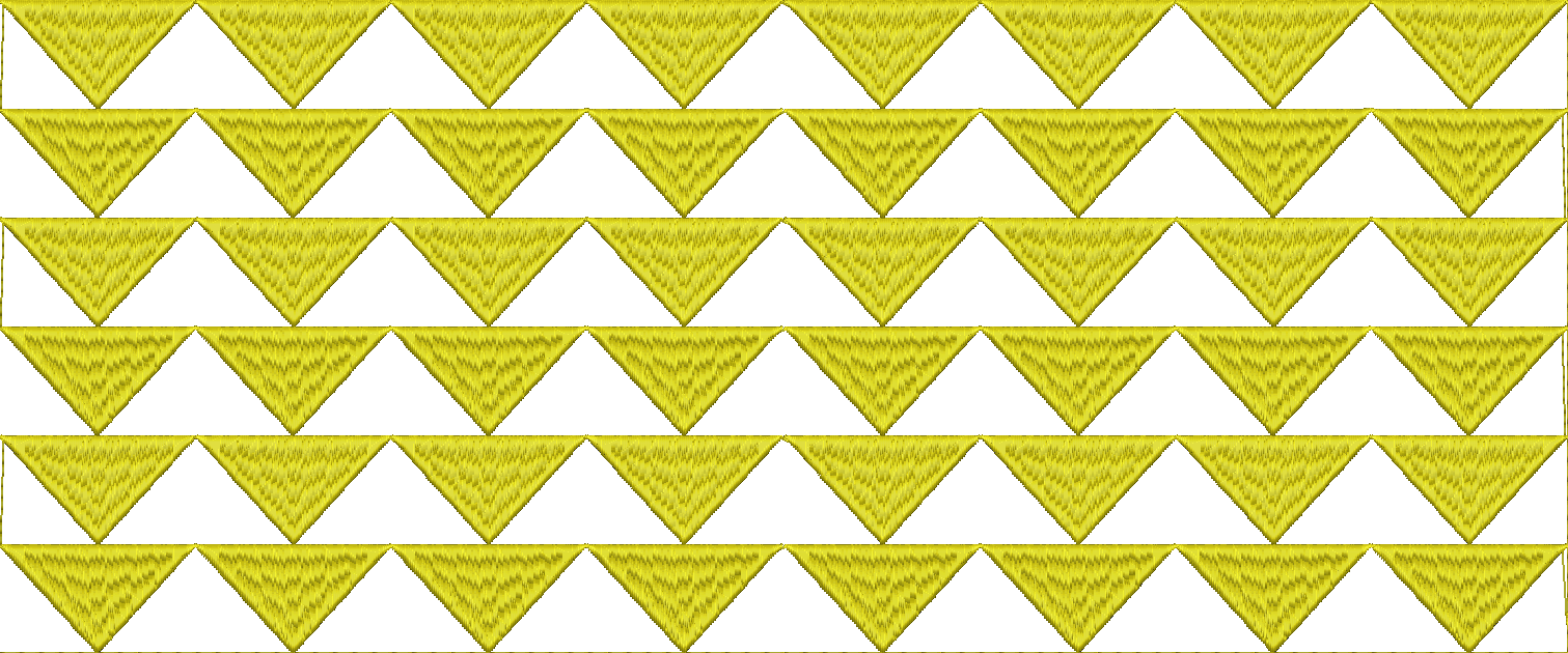 Embroidery design: A repeating pattern of yellow triangles with a textured fill, arranged in horizontal rows to create a chevron-like effec