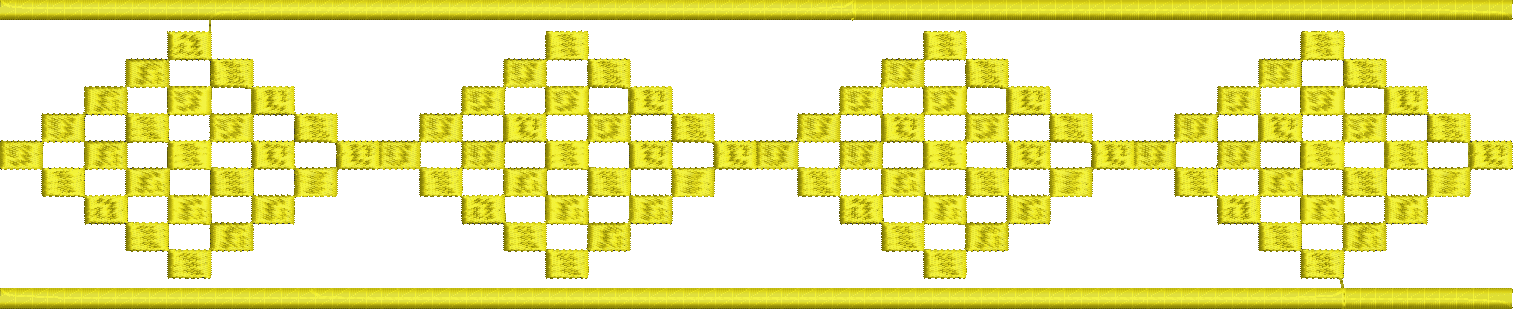 Embroidery design: A decorative horizontal border with a repeating gold diamond pattern.